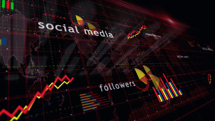 Social media charts and graphs diagram illustration
