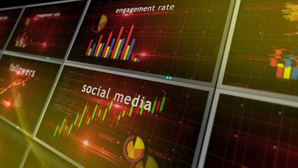 Social media charts and graphs diagram illustration