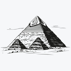 Giza pyramids view sketch illustration vector