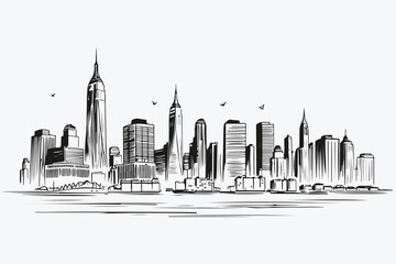 NewYork city view sketch illustration vector
