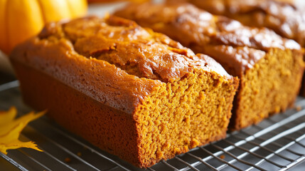 Homemade Sweet Pumpkin Bread Ready to Eat.