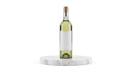 Elegant wine bottle display on marble stand for product design and branding