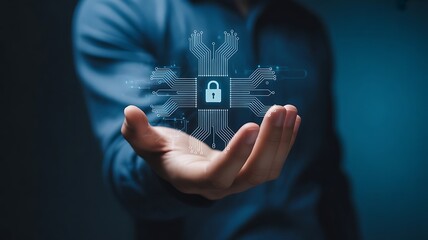 Title: Person holding a glowing cloud with tech representing cloud computing