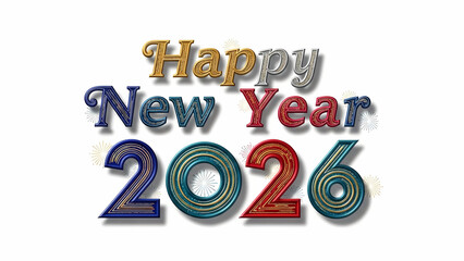 Textured Multi-color Line 2026 Text, Transparency Cut-out