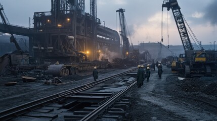 Industrial scene at a metal processing facility.