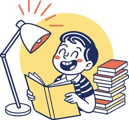Flat reading education icon vector illustration