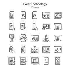 event technology icons collection