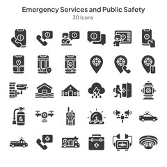 emergency services and public safety icons collection
