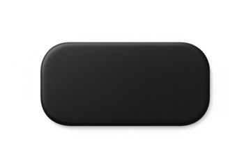 Blank black rounded rectangle button with transparent shadow