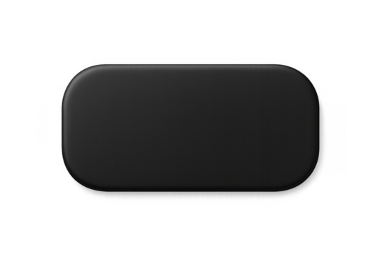 Blank black rounded rectangle button with transparent shadow - Powered by Adobe
