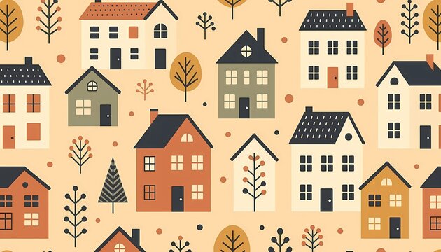  for kids clothes, decoration and wallpaper,  seamless pattern with houses