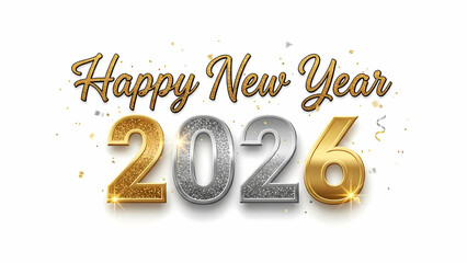 Gold Silver Glitter 2026 Confetti, Isolated Subject Transparency