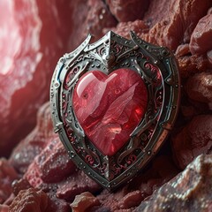 red heart on a wooden background