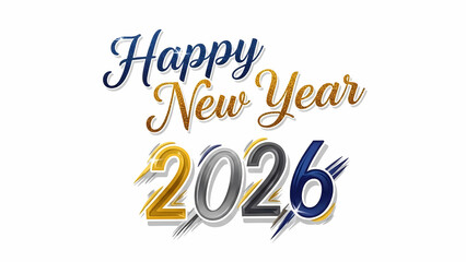 Happy New Year 2026 Calligraphy, PNG with Alpha Channel