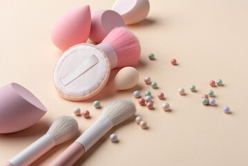 Soft Makeup Tools and Colorful Powder Pearls