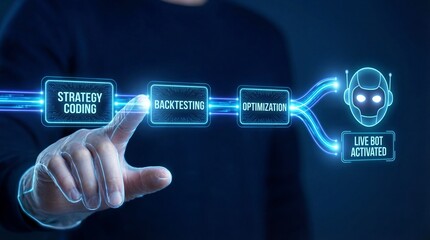 Futuristic AI bot activation for automated strategy coding and optimization