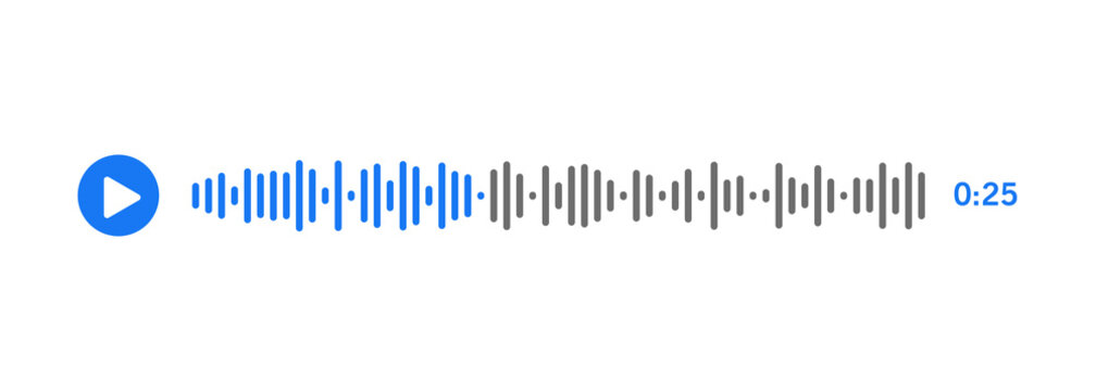 Voice Message Player UI, podcast interface element. Audio Sound Wave with Pause Button. Voice message icon. messenger app, online radio