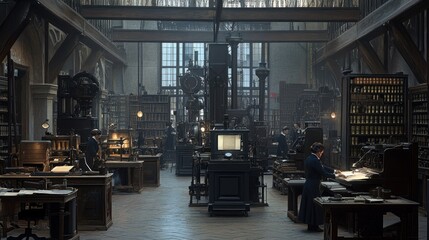 Interior of a historical printing office.