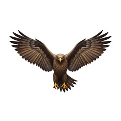 Fototapeta premium Majestic bald eagle in flight with wings spread, PNG with alpha channel