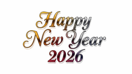 Glittering Happy New Year 2026 Text, Cut-out Design