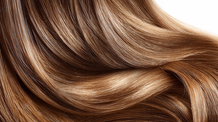 Fototapeta premium Long brown hair styled in smooth waves with shine