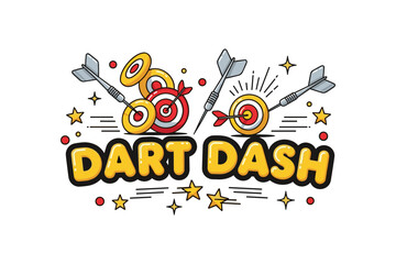 Dynamic dart dash design with colorful targets and stars