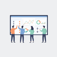 Fototapeta premium Modern CRM Dashboard Interface with Business Team