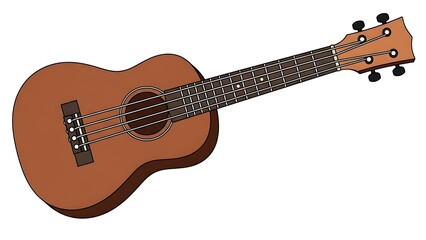 Obraz premium Simple Line Art Ukulele Stringed Instrument Musical Icon Isolated Illustration
