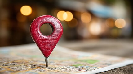 Red Pin on a Map Indicating Location.