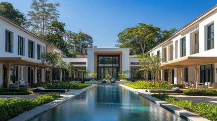 Obraz premium Tropical Resort Courtyard Pool