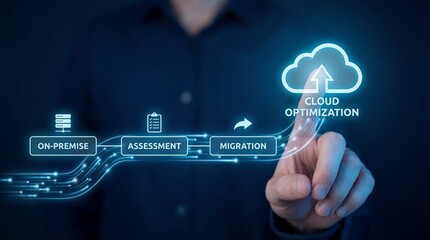 Businessman optimizing cloud infrastructure for digital transformation