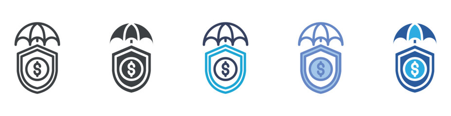 Financial Protection icon set multiple style collection