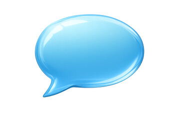 Glossy blue speech bubble communicating message, dialog, and chat on social media apps, on transparent background