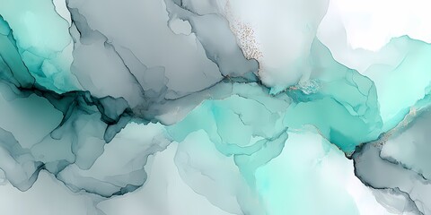 Naklejka premium An abstract image featuring soft flowing lines in shades of teal and gray, resembling fluid art.