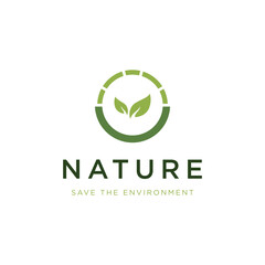 Save the environment abstract logo template design with leaf and nature concept.