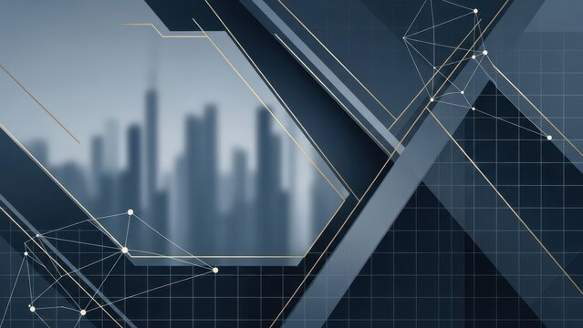 Abstract Technology Background with Cityscape - Powered by Adobe