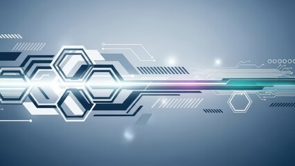 Abstract technology background with hexagons and circuit board elements