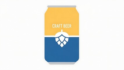 Simple Flat Design Craft Beer Can with Hop Icon Illustration