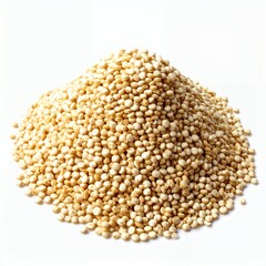 Isolated quinoa pile on a clean white background showcasing its texture and form