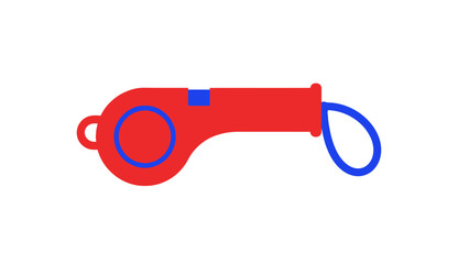 Vibrant red whistle with blue accents and loop