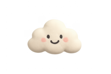 Happy cartoon cloud character smiling with pink cheeks
