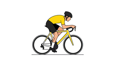 Obraz premium Cyclist in Yellow Jersey Riding a Road Bike with Helmet.