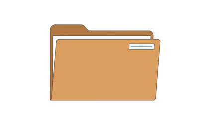 Brown file folder with labeled tab on white background