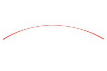 Red glowing arc line forming a connection, trajectory, or bridge on transparent background