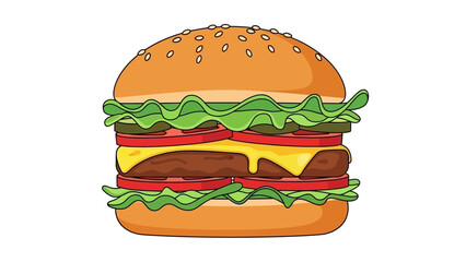 Delicious double cheeseburger with melted cheese and fresh lettuce