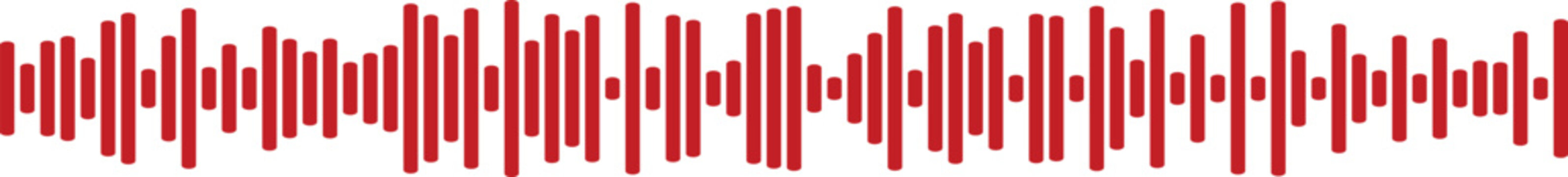 Regular red sound waves visual representation