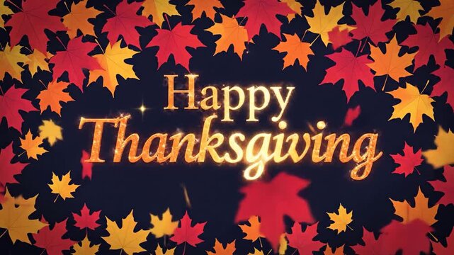 Happy Thanksgiving Animated Greeting with Falling Autumn Leaves.