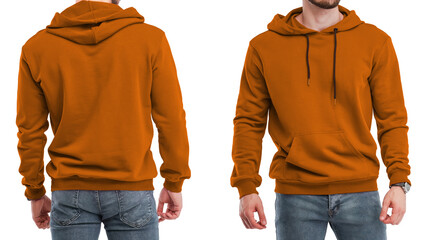 Isolated bearded man wearing brown sweatshirt, design template © AlexGo