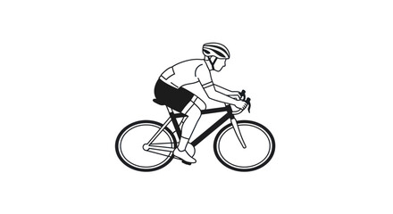 Fototapeta premium Athletic cyclist in helmet riding a road bicycle dynamic line art illustration.