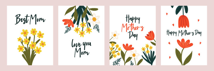 Mother's day greeting cards, banner, invitation, posters with beautiful flowers, abstract floral banner